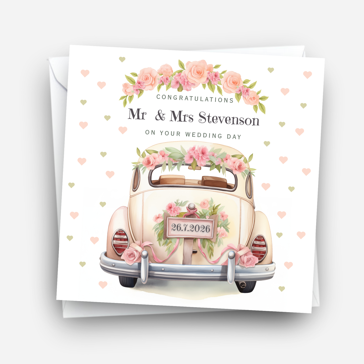 Wedding Car and Flowers Wedding Card - C865