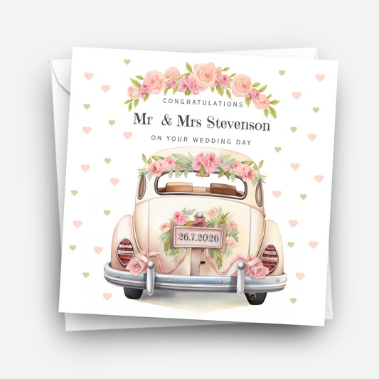 Wedding Car and Flowers Wedding Card - C865
