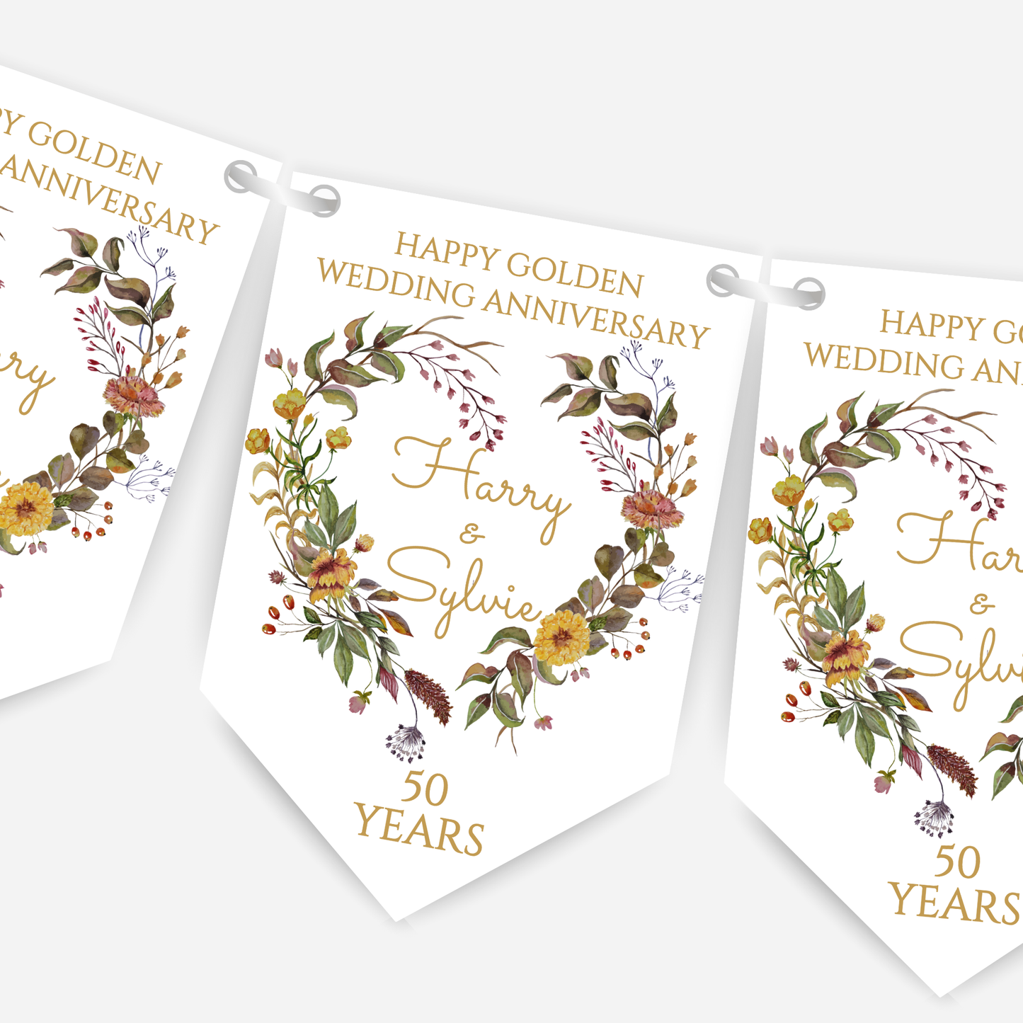 Golden Wedding Anniversary Bunting - B228