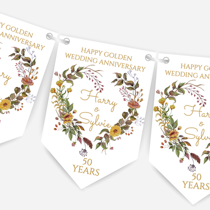 Golden Wedding Anniversary Bunting - B228