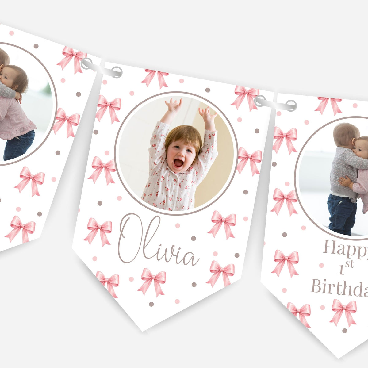 Birthday Party Photo Bunting With Bows- B327