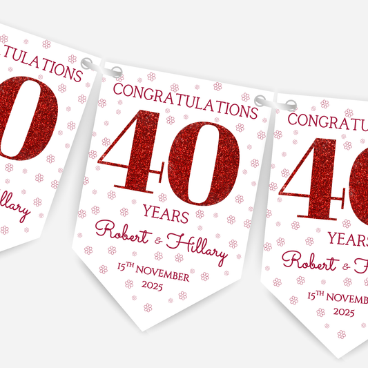 Ruby Wedding Anniversary Bunting - B242