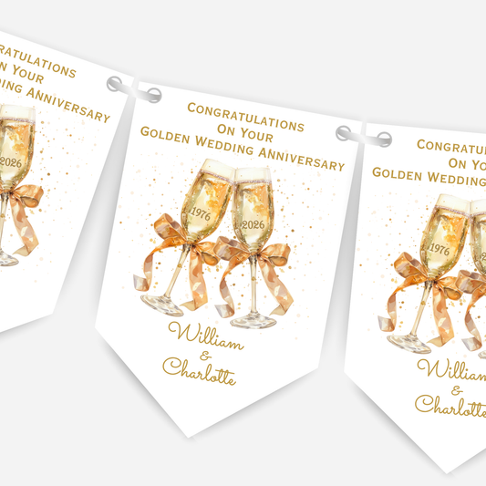 Golden Wedding Anniversary Bunting - B261