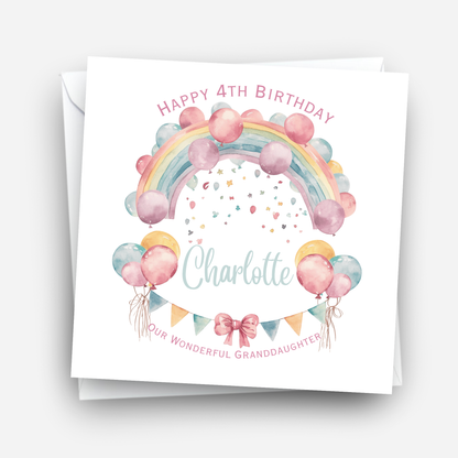 Rainbow and Balloons Birthday Card - C605