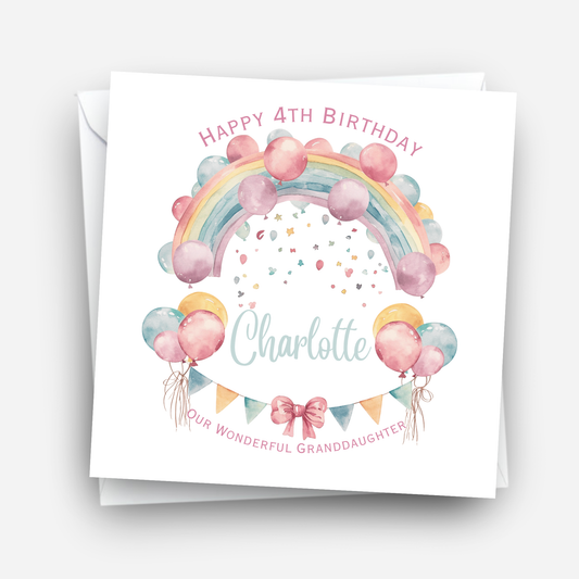 Rainbow and Balloons Birthday Card - C605