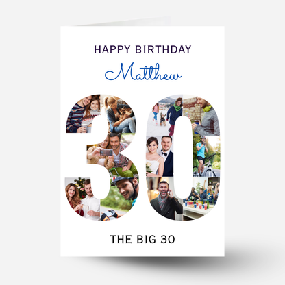 The Big 30 Photo Collage Birthday Card - PC03