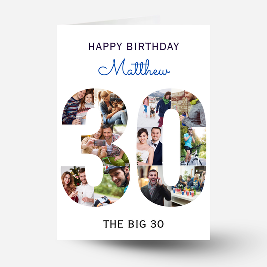The Big 30 Photo Collage Birthday Card - PC03