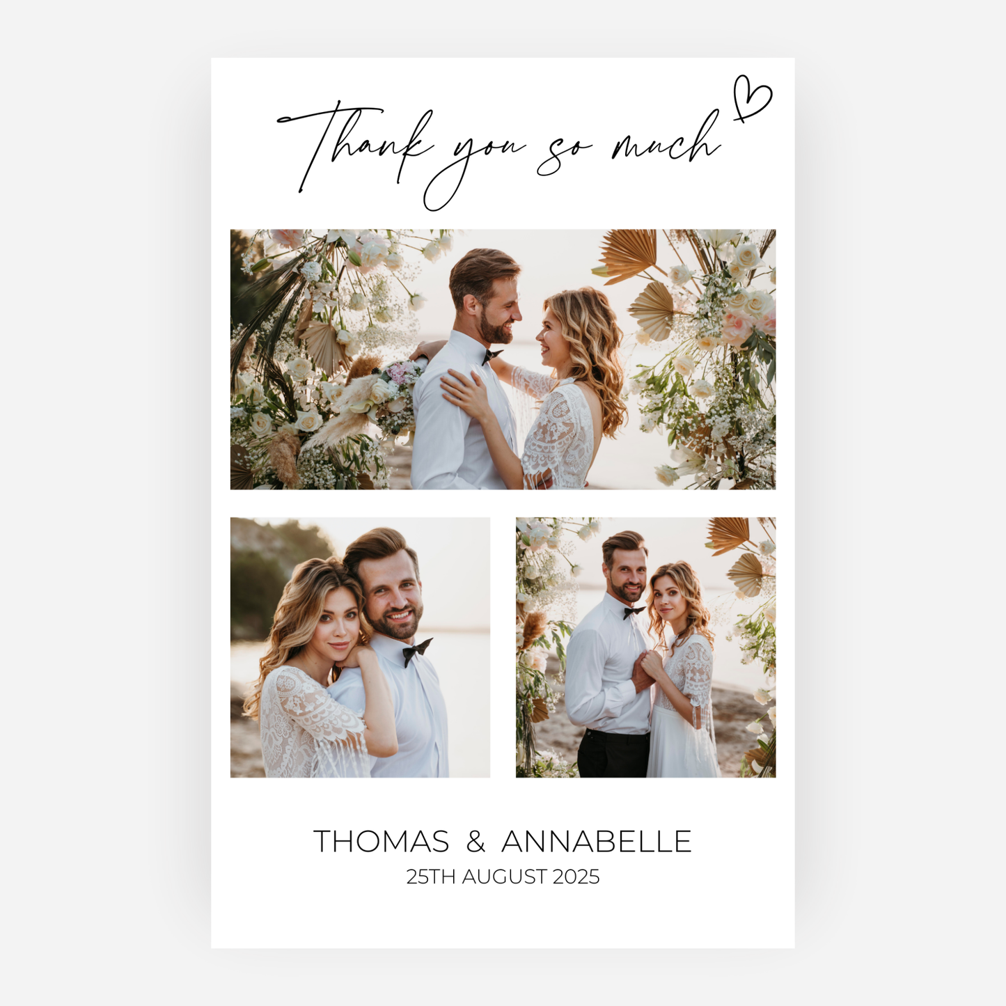 Wedding Thank You Cards (Pack of 10) - T03
