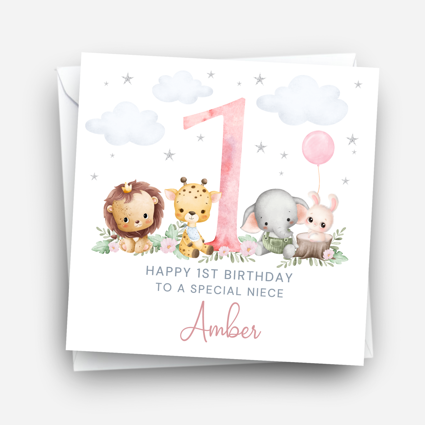 Any Age Cute Safari Animal Card - C125