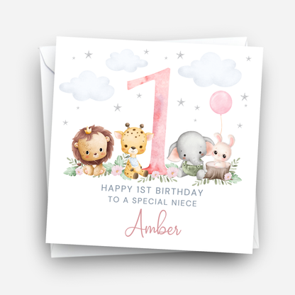 Any Age Cute Safari Animal Card - C125