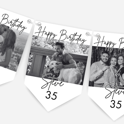 Black & White Birthday Photo Bunting - B169