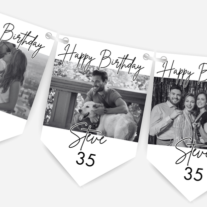 Black & White Birthday Photo Bunting - B169
