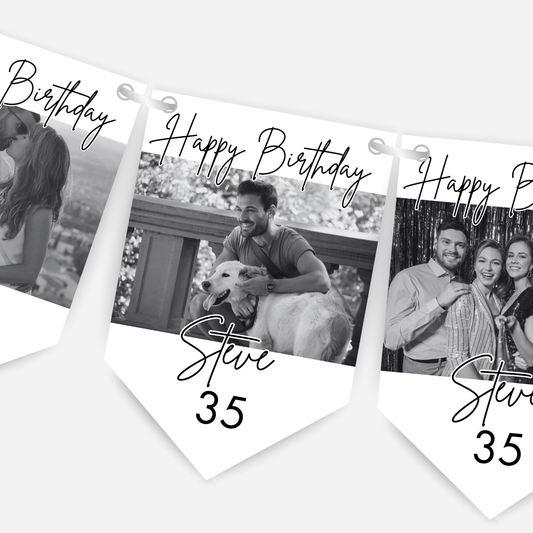 Black & White Birthday Photo Bunting - B169
