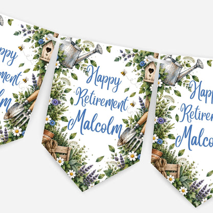 Retirement or any occasion bunting, pretty garden design - B332