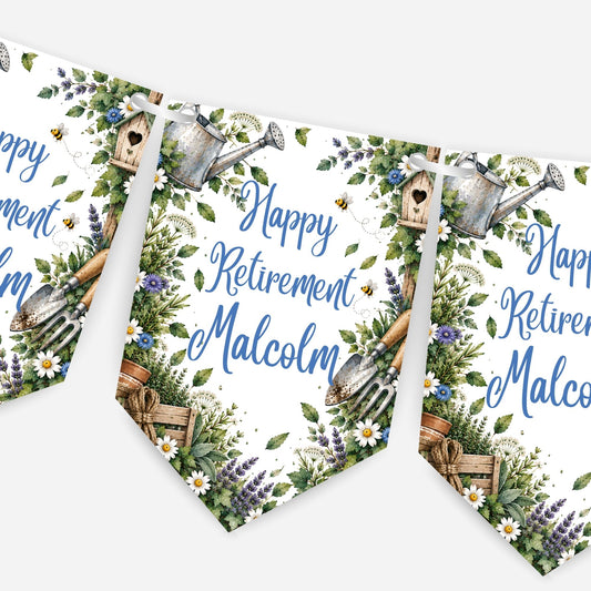 Retirement or any occasion bunting, pretty garden design - B332