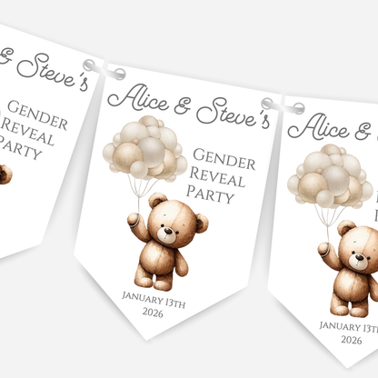 Cute Teddy Bear Gender Reveal Bunting - B148