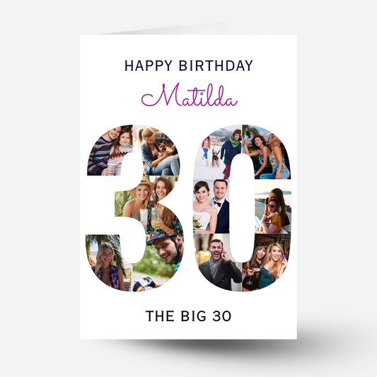 The Big 30 Photo Collage Birthday Card - PC51