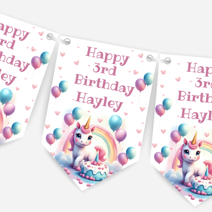 Cute Unicorn & Balloons Bunting - B121
