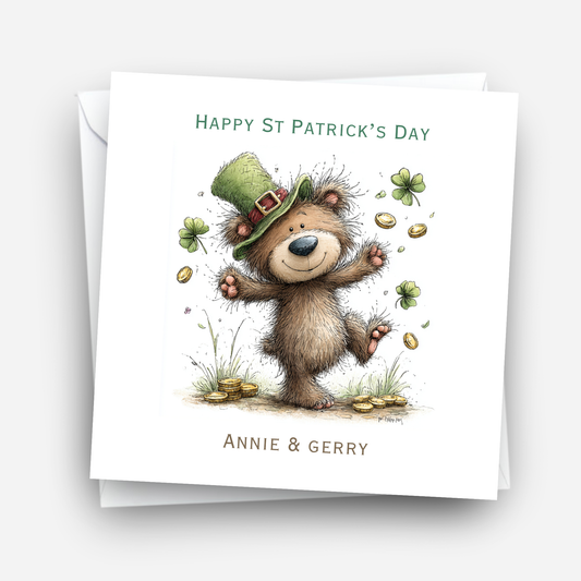 St Patrick's Day Cute Teddy Card - C805