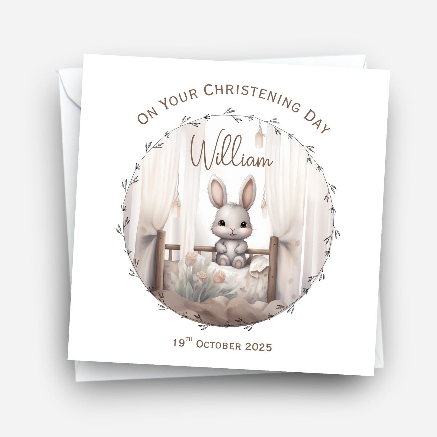 Christening & Baptism Cute Rabbit Card - C664