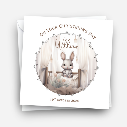 Christening & Baptism Cute Rabbit Card - C664