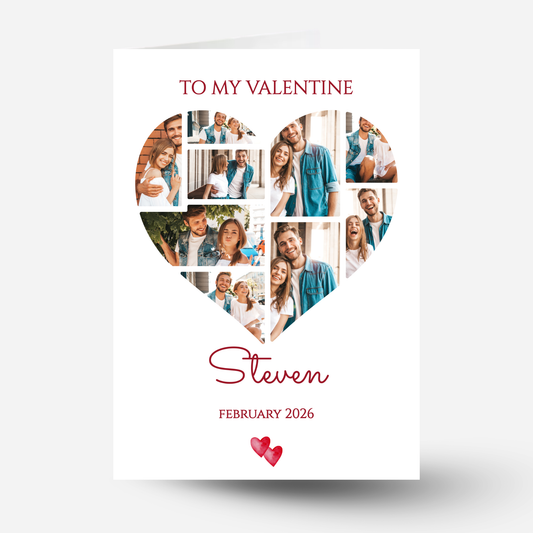 Valentine Heart Photo Card with a Collage of 9 Photos  - PC27