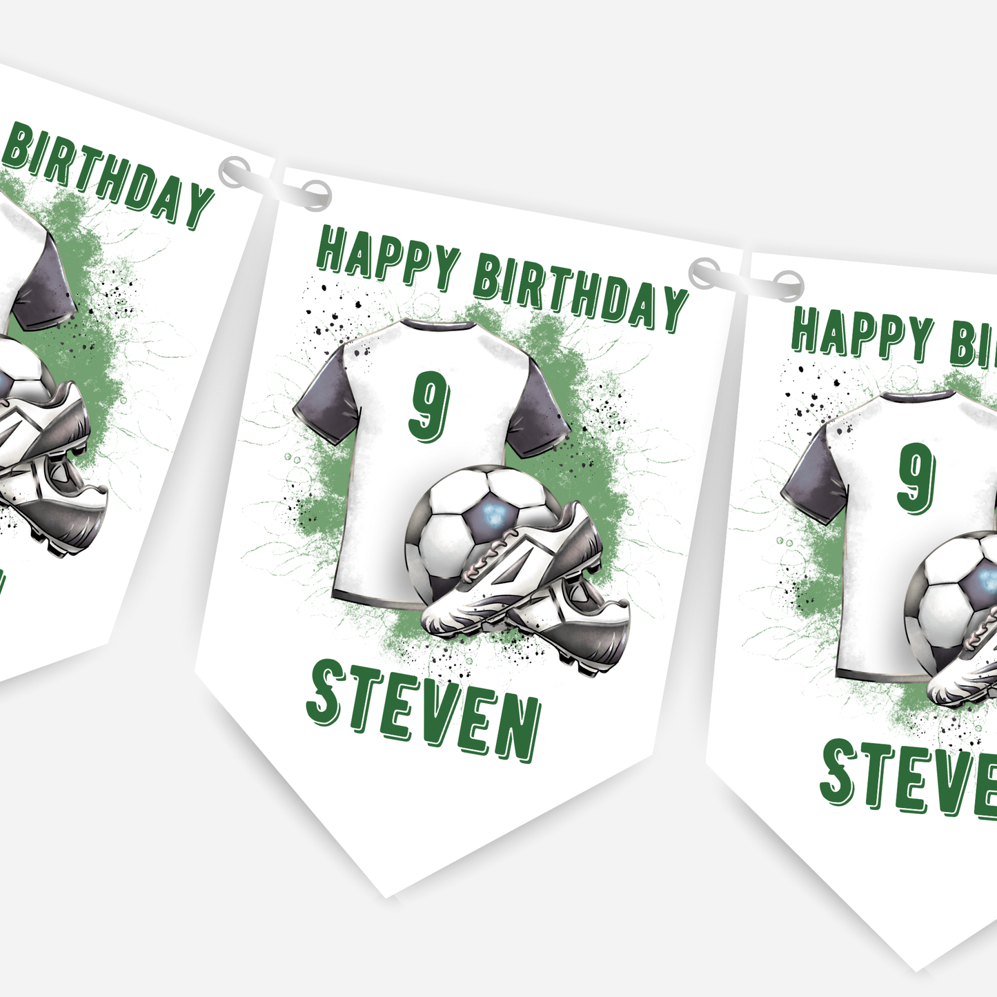 Football Birthday Bunting – Blue-Pink - Green - Red – B252