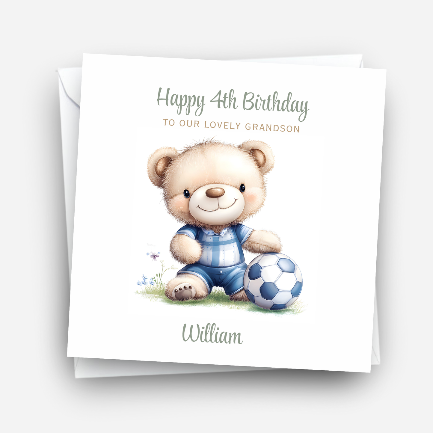 Cute Teddy Football Birthday Card - C612