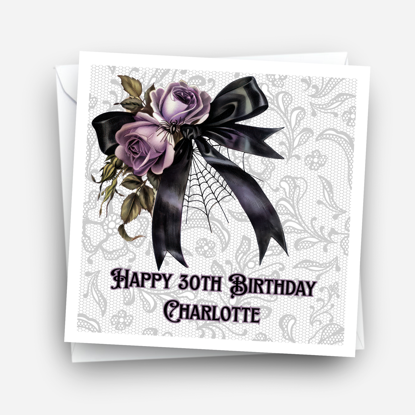 Stunning Gothic Style Black Bow Card - C835