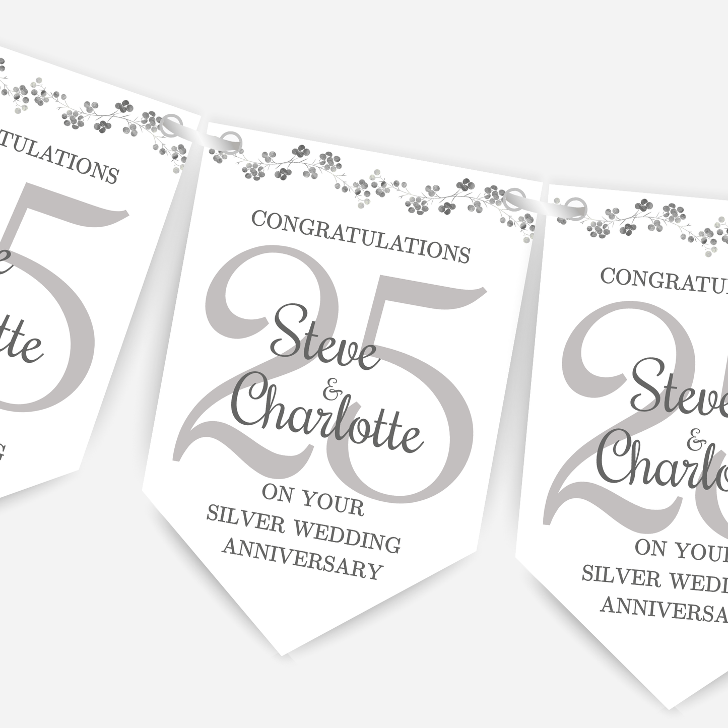 Silver Wedding Anniversary Bunting - B137