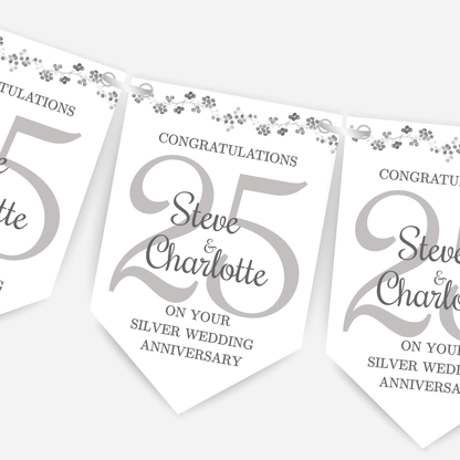 Silver Wedding Anniversary Bunting - B137