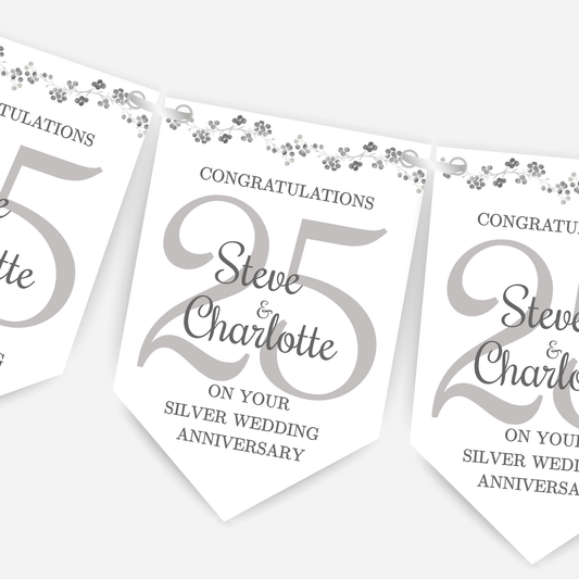 Silver Wedding Anniversary Bunting - B137