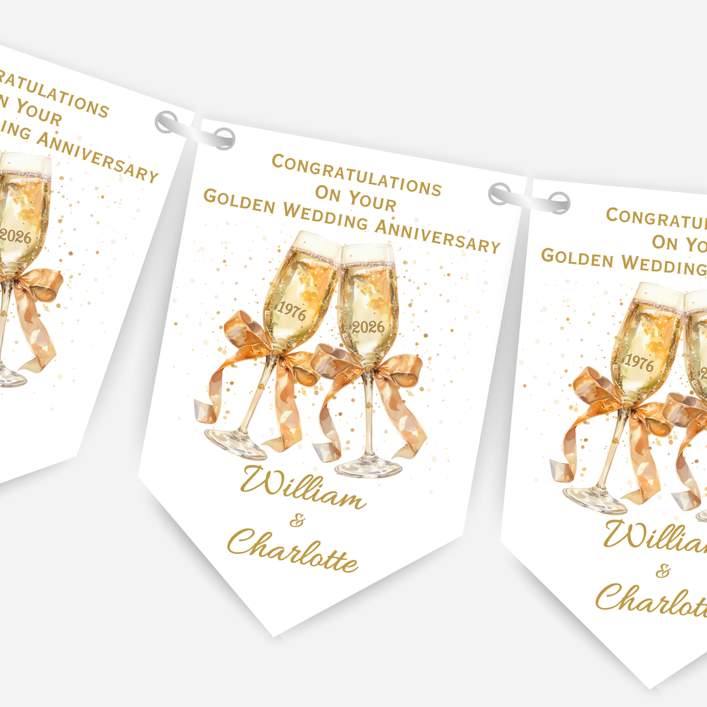 Golden Wedding Anniversary Bunting - B261