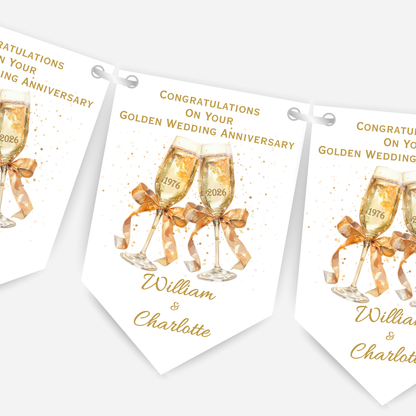 Golden Wedding Anniversary Bunting - B261