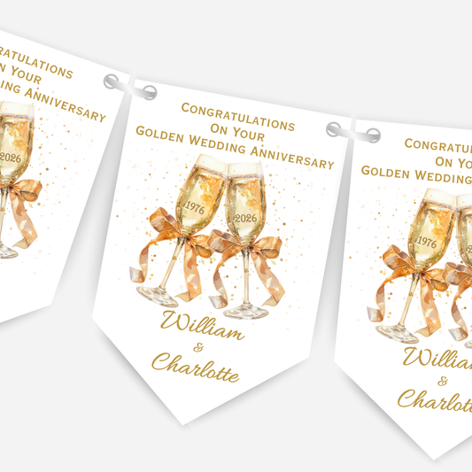 Golden Wedding Anniversary Bunting - B261