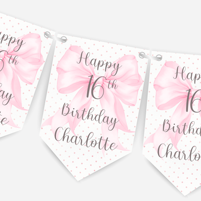 Pretty Pink Bow Bunting - B110