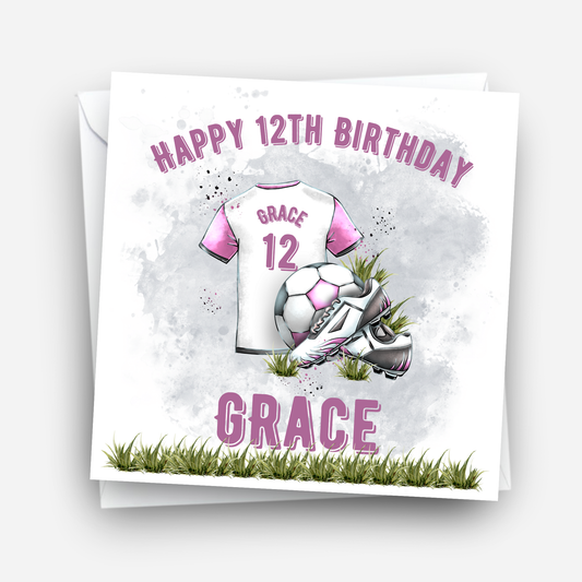 Pink Football Themed Birthday Card - C504