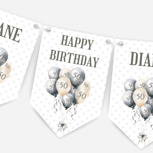 Party Balloon, Any Age Birthday Bunting - B189