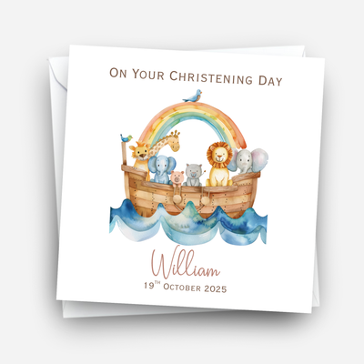 Christening & Baptism Noah Ark Card - C561