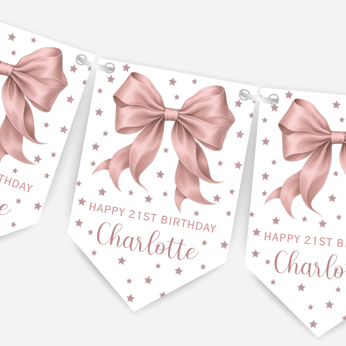 Elegant Dusky Pink Bow Bunting - B224