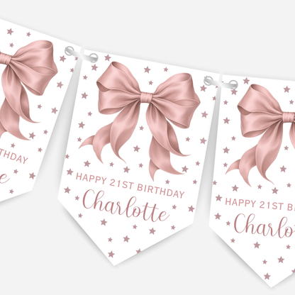 Elegant Dusky Pink Bow Bunting - B224