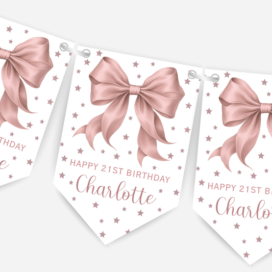 Elegant Dusky Pink Bow Bunting - B224