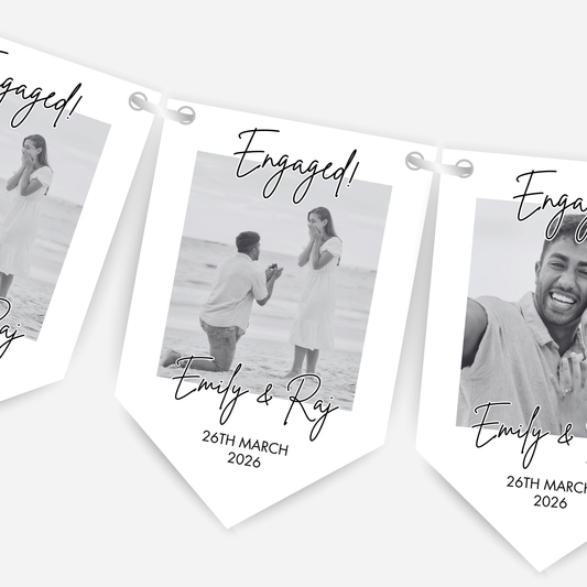 Black and White Photo Engagement or Wedding Bunting -  B278