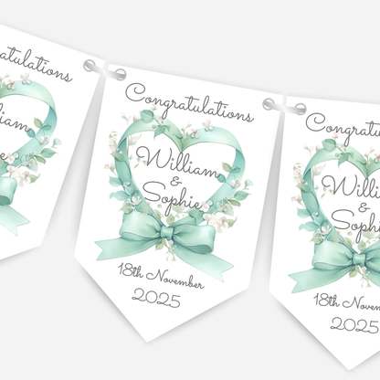 Engagement or Wedding Heart and Bow Bunting - B206