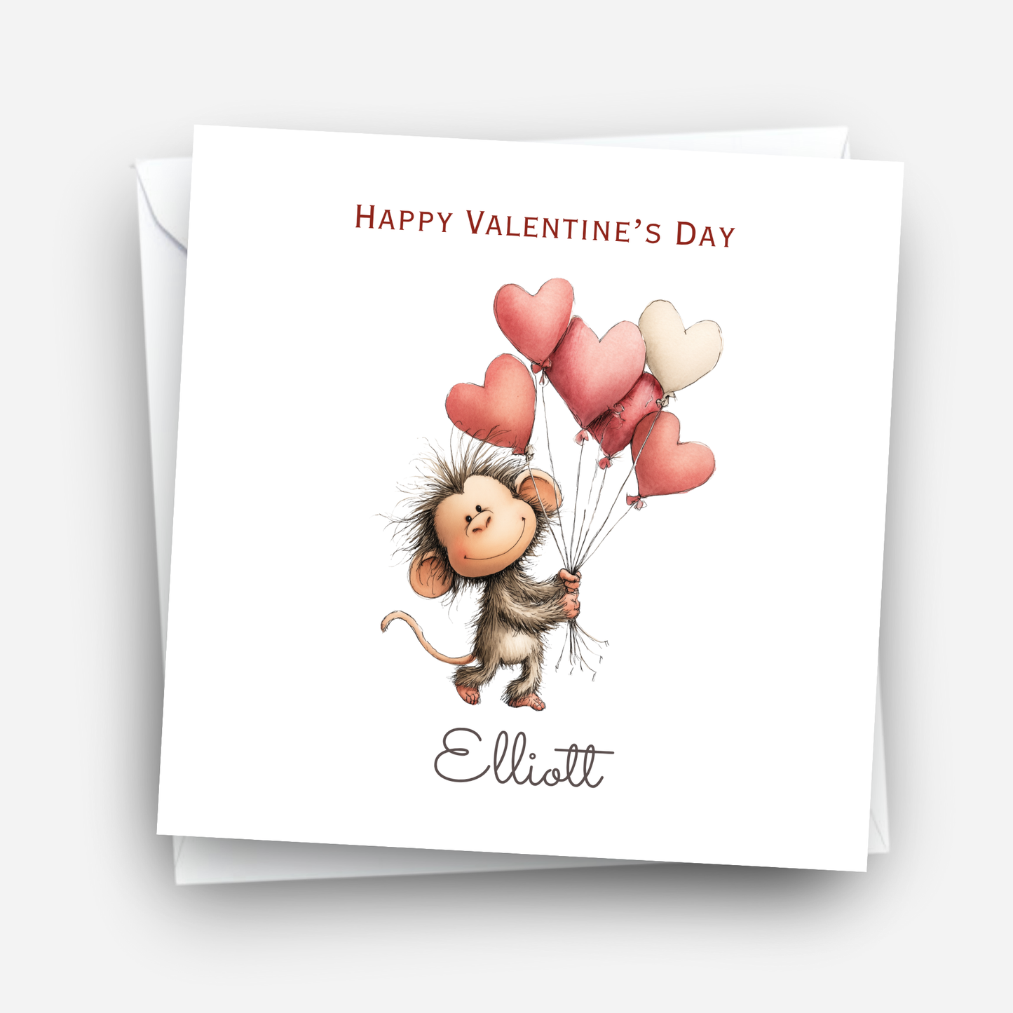 Valentine’s Day Card - Cute Monkey Design - C780