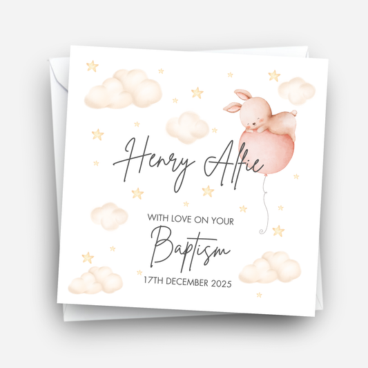 Christening & Baptism Cute Rabbit Card - C134