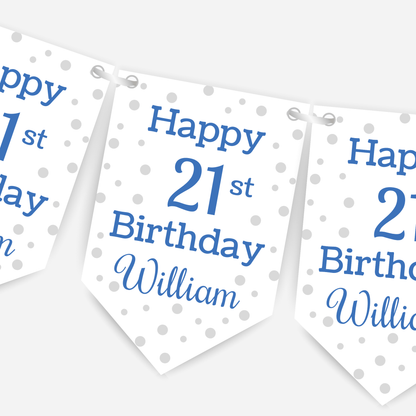 Blue Polka Dot Birthday Bunting - B125