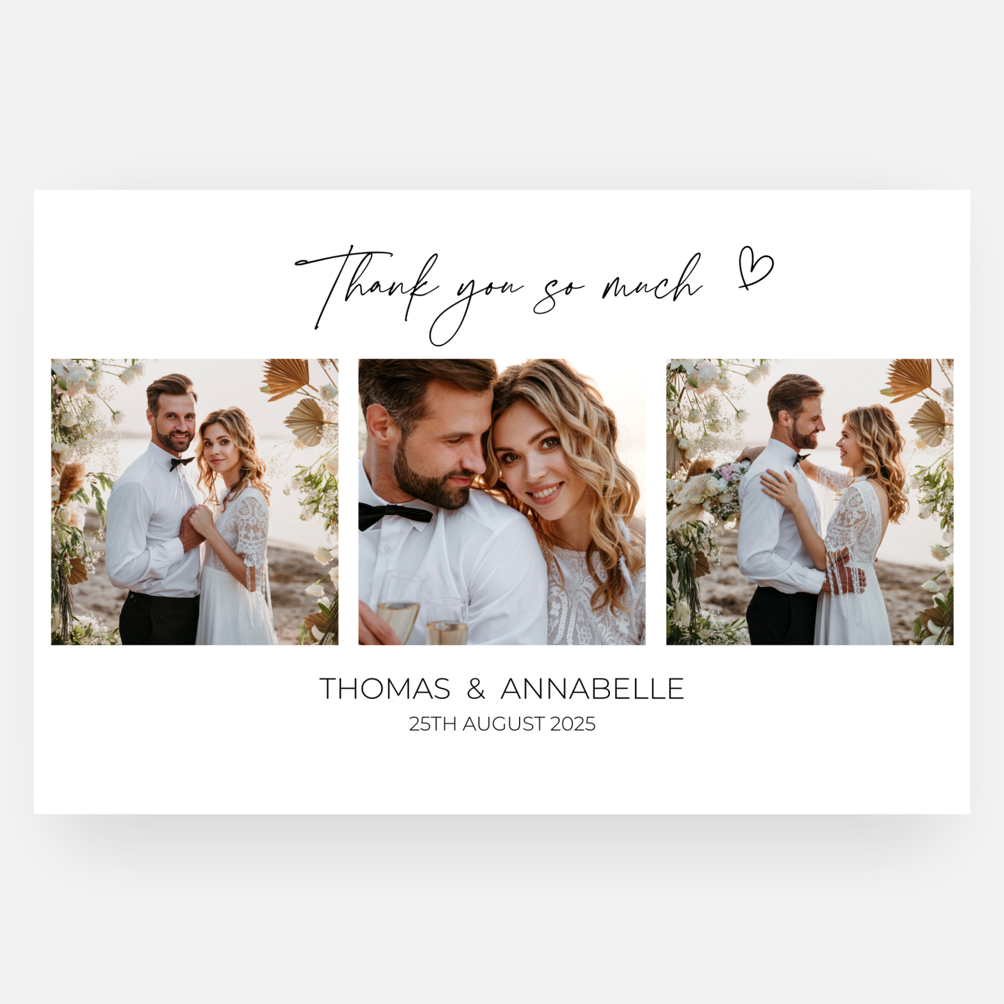 Wedding Thank You Cards (Pack of 10) - T01