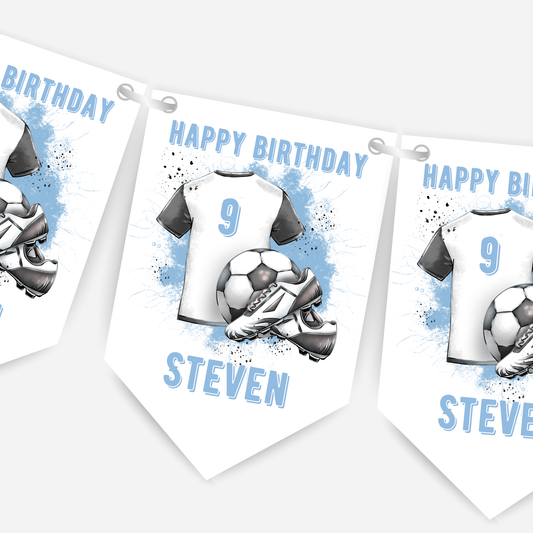 Football Birthday Bunting – Blue-Pink - Green - Red – B252