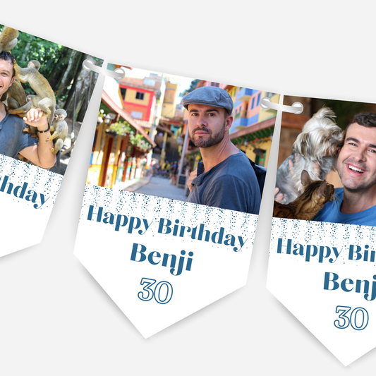 Birthday Photo Bunting in Blue - B279